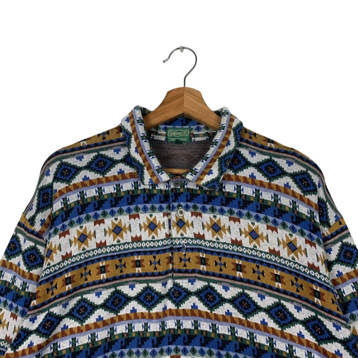 Adidas 90’s ADIDAS Motif Design Half Button Polo Jumper #2092-C91 Size US L / EU 52-54 / 3 - 7 Thumbnail