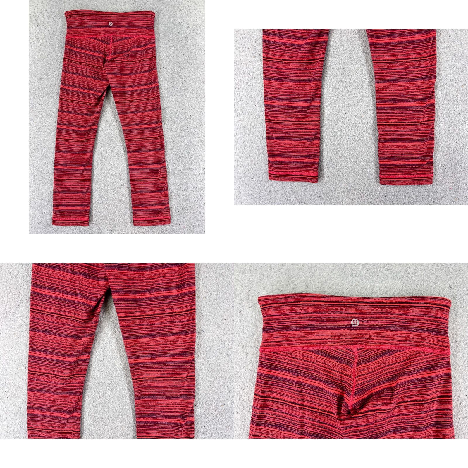 Lululemon Lululemon Wunder Under Pants Womens 4 Pink Stripe 21" Yoga Cropped High Rise Leggings with Pockets Cyber Boom Juice Alarming | Activewear Size 27" / US 4 / IT 40 - 9 Thumbnail