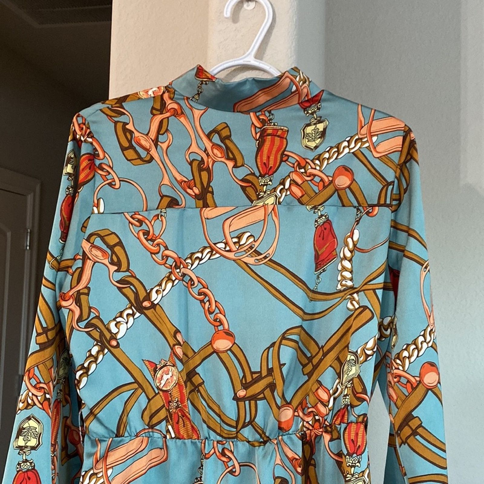Other AX PARIS Shirt dress retro side slit has loops for a belt Size XL / US 12-14 / IT 48-50 - 9 Thumbnail