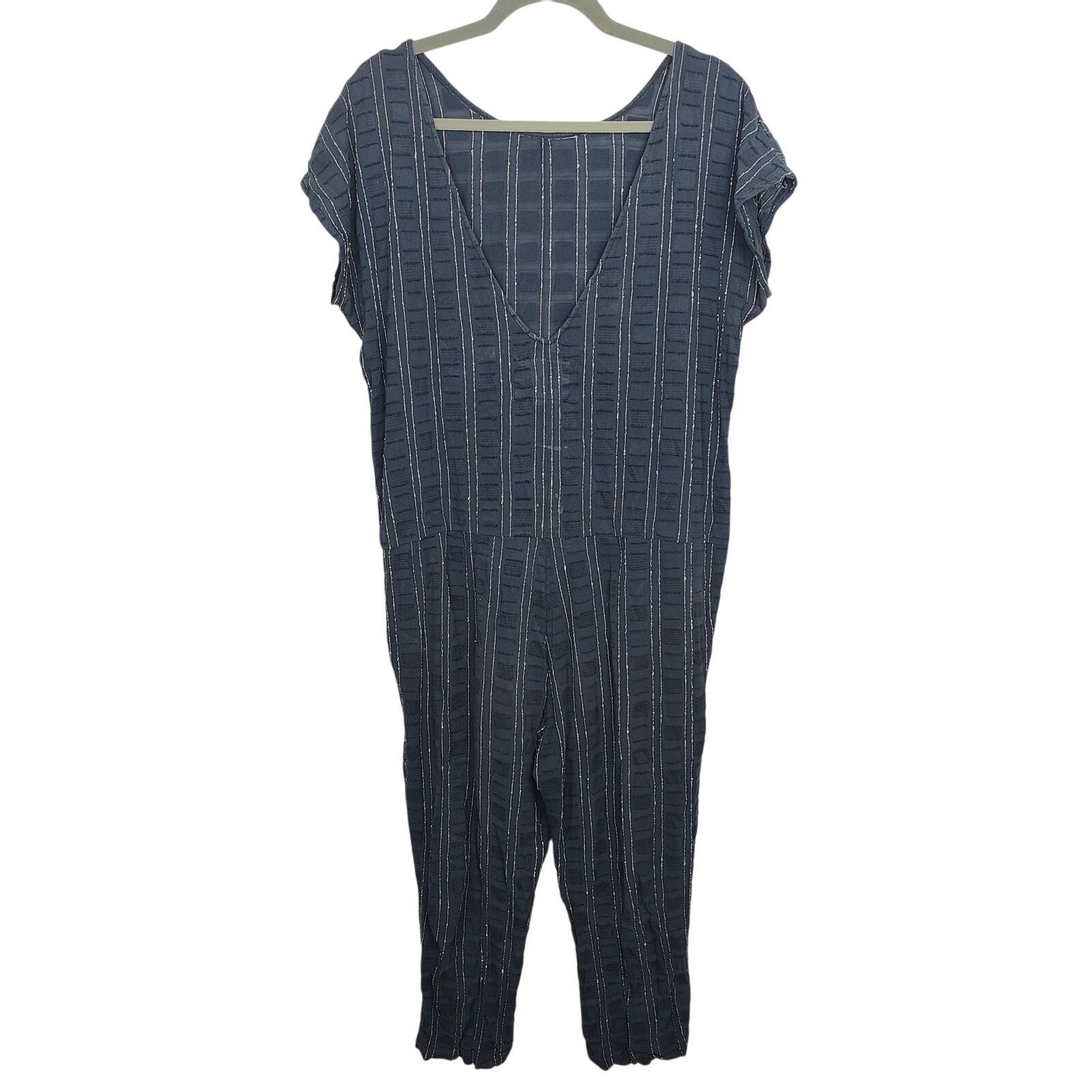 Other Ace & Jig Jumpsuit Womens XS Navy Blue Textured Short Sleeve Size 26" / US 2 / IT 38 - 6 Thumbnail