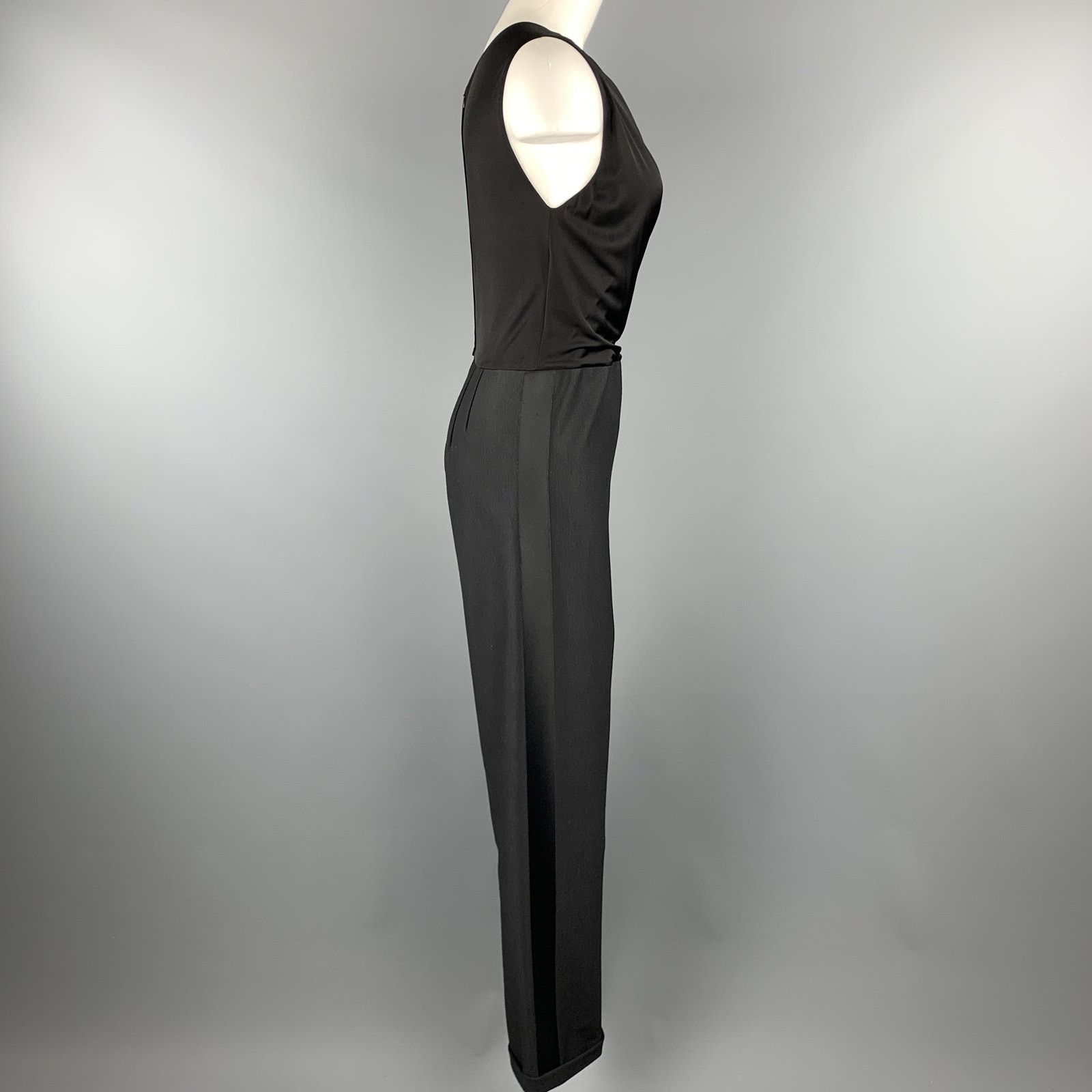 Giorgio Armani Size 8 Black Draped Top Wide Leg Tuxedo Jumpsuit Size 30" / US 8 / IT 44 - 4 Thumbnail