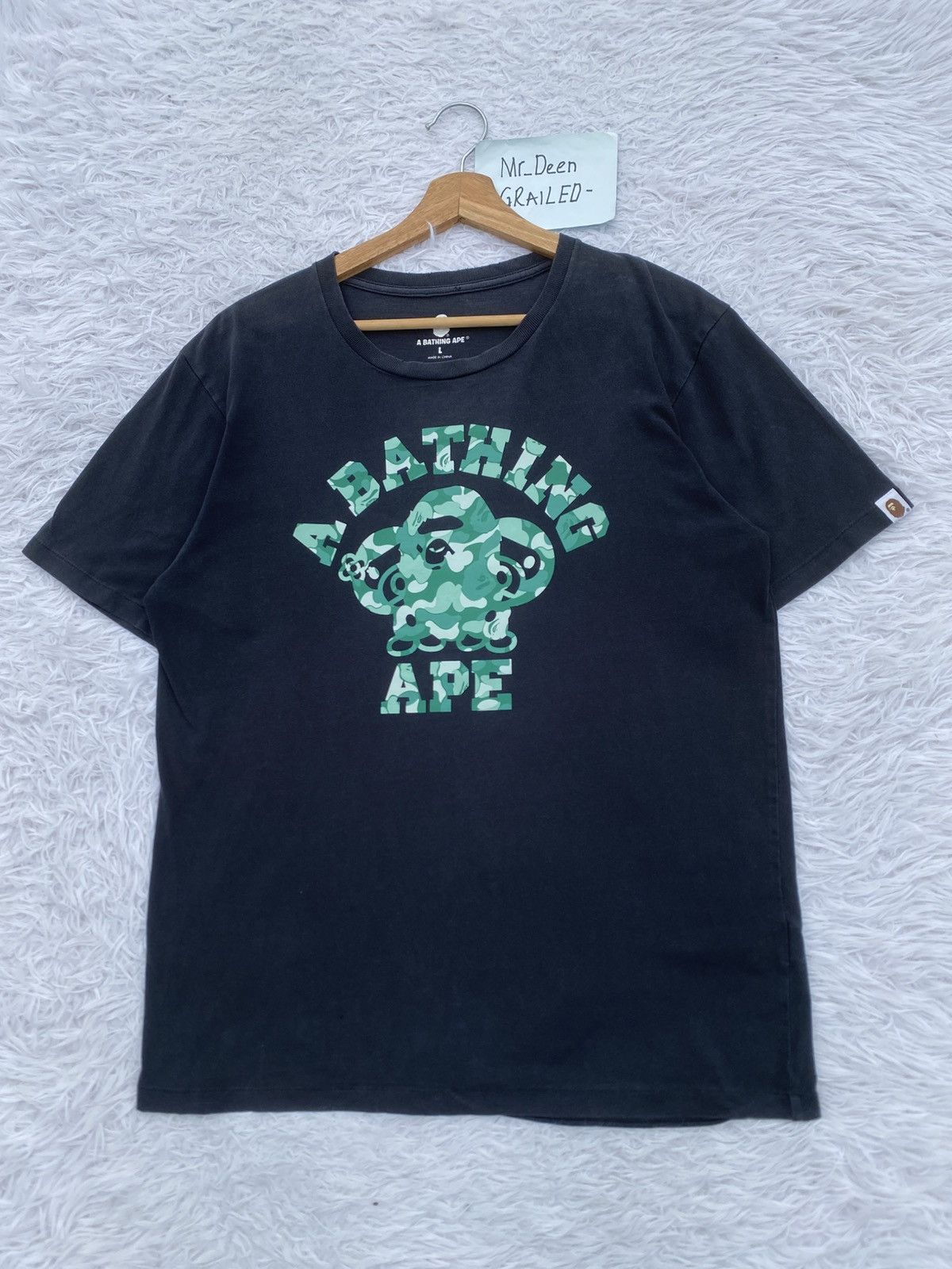 Bape Rare Vintage A Bathing Ape BAPE Camo College Logo Tshirt Size US L / EU 52-54 / 3 - 4 Thumbnail