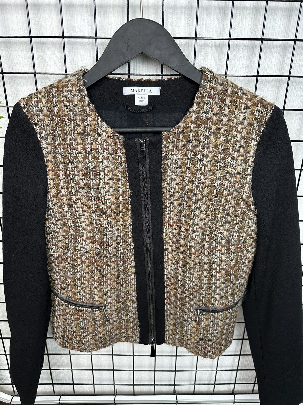 Marella × Max Mara × Weekend Max Mara Marella by Max Mara blazer Womens zip Jacket tweed wool 4 sz Size S / US 4 / IT 40 - 4 Thumbnail
