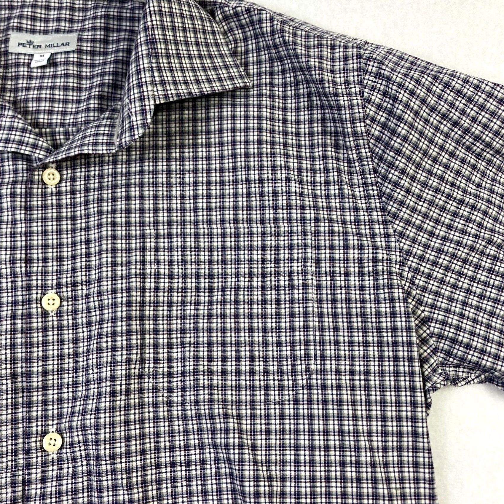 Peter Millar Peter Millar Button-Up Shirt Mens Medium Blue Plaid Long Sleeve Stretch Fabric Size US M / EU 48-50 / 2 - 3 Thumbnail