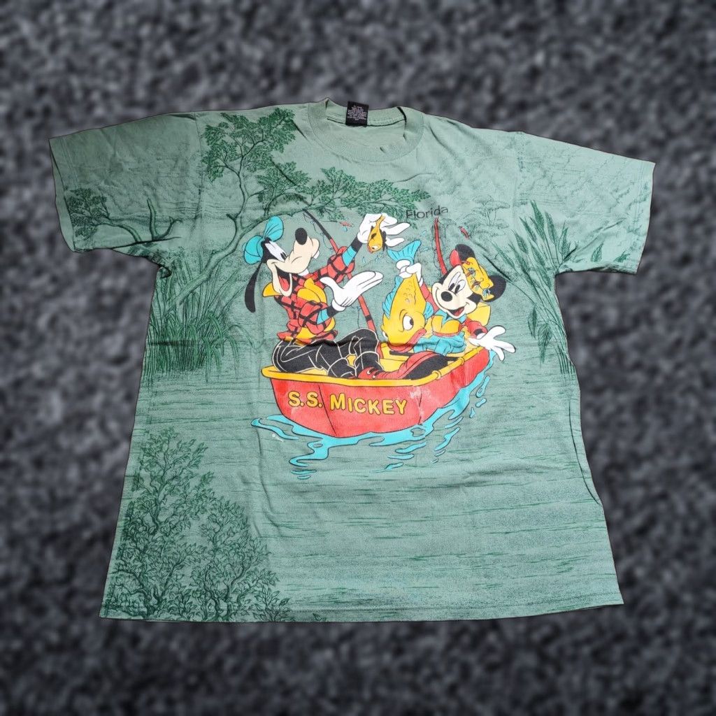 Disney VINTAGE Disney Mickey Mouse All Over Print Short Sleeve T Shirt Mens XL Green Size US XL / EU 56 / 4 - 1 Thumbnail