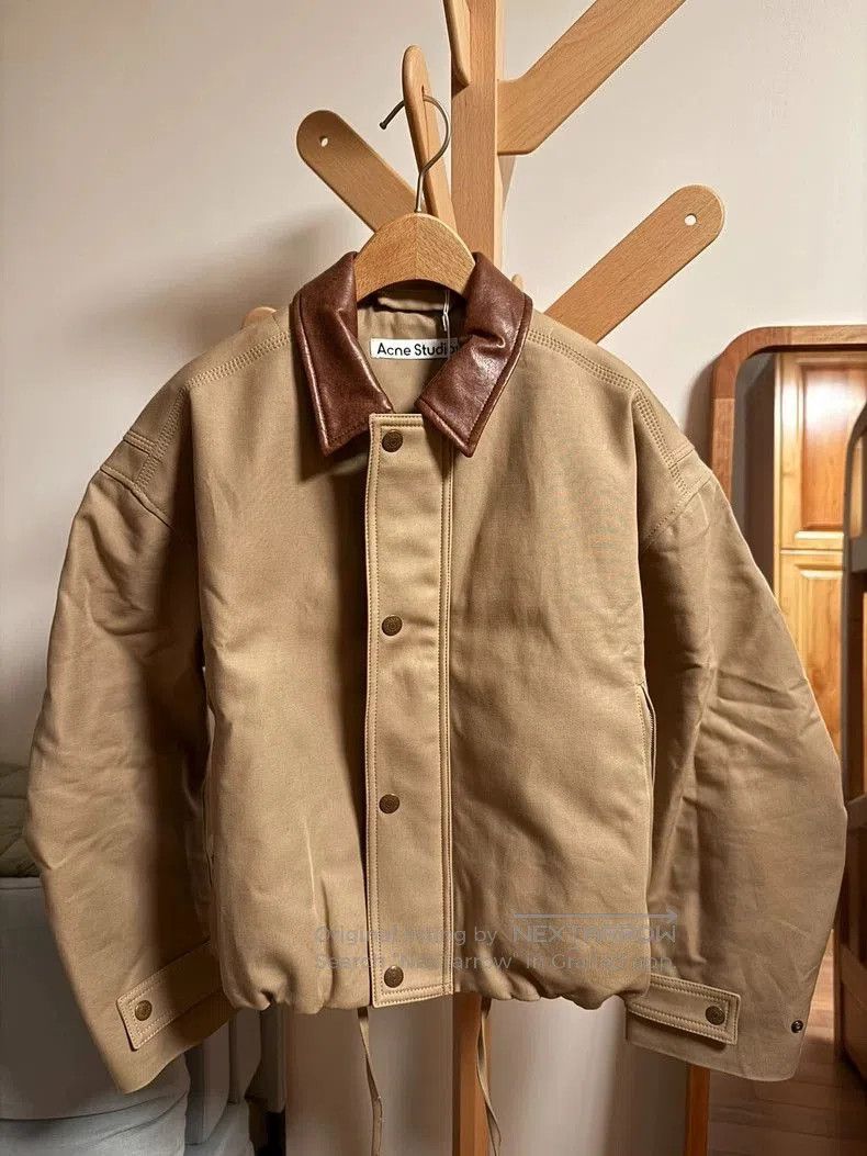 Acne Studios Acne studios 1996 Khaki leather collar jacket. Size US S / EU 44-46 / 1 - 1 Thumbnail
