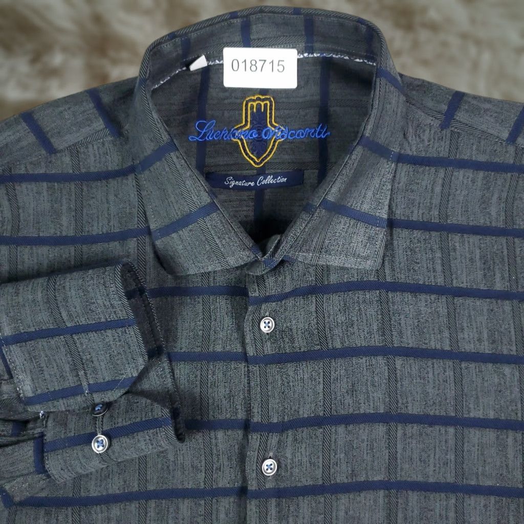 Luchiano Visconti Luchiano Visconti Shirt Mens 3XL Gray Check Casual Button-Up Long Sleeve Size US XXL / EU 58 / 5 - 1 Thumbnail