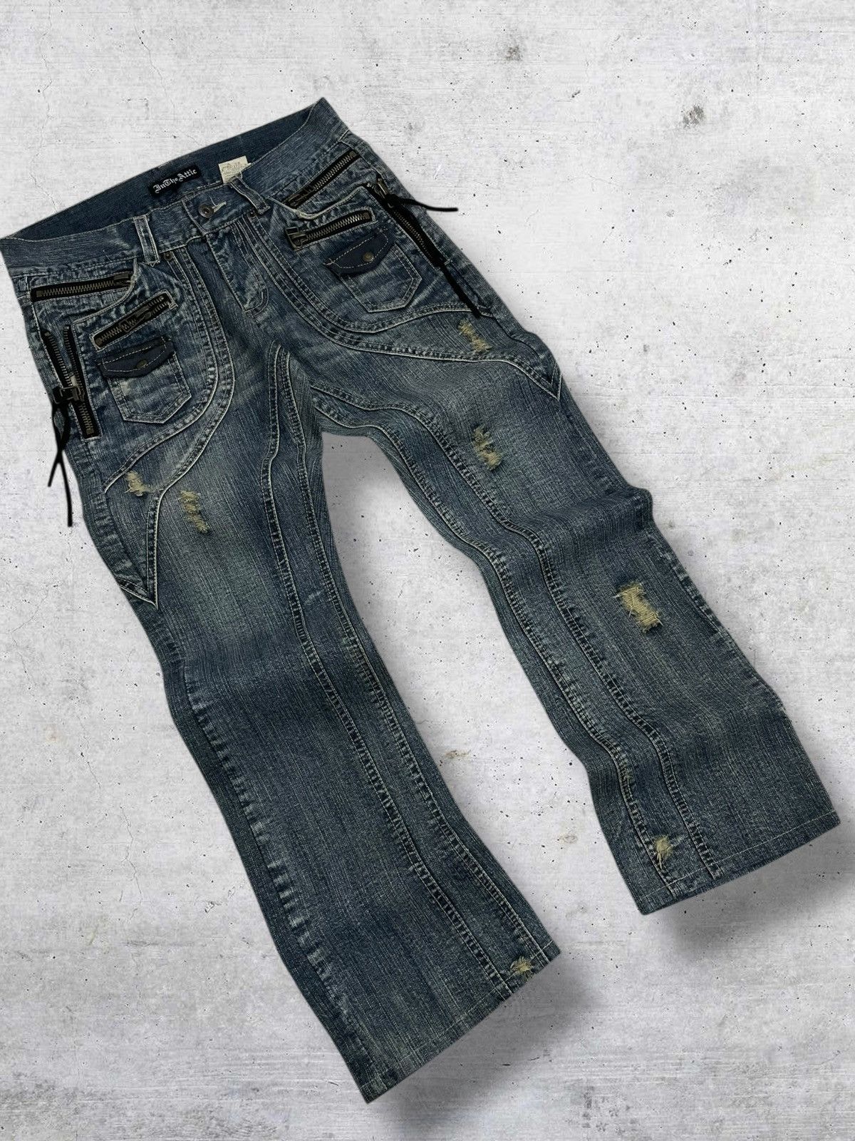 In The Attic IN THE ATTIC DISTRESSED DENIM WITH MULTIZIP POCKET DETAILING Size US 30 / EU 46 - 2 Thumbnail