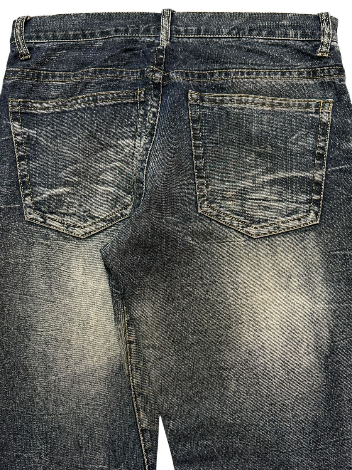 If Six Was Nine Vintage Y2K Japanese Blue Faded Wash Honeycomb Straight Leg Size US 32 / EU 48 - 3 Thumbnail