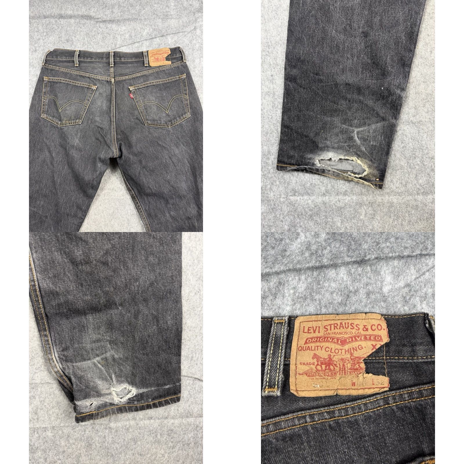 Levi's VINTAGE Levi's 501 Jeans Men 40x32 Black Button Fly Straight Leg Red Tag Jeans Mens Regular 40 Jeans 501 Series USA Modern Classic Size US 40 / EU 56 - 9 Thumbnail