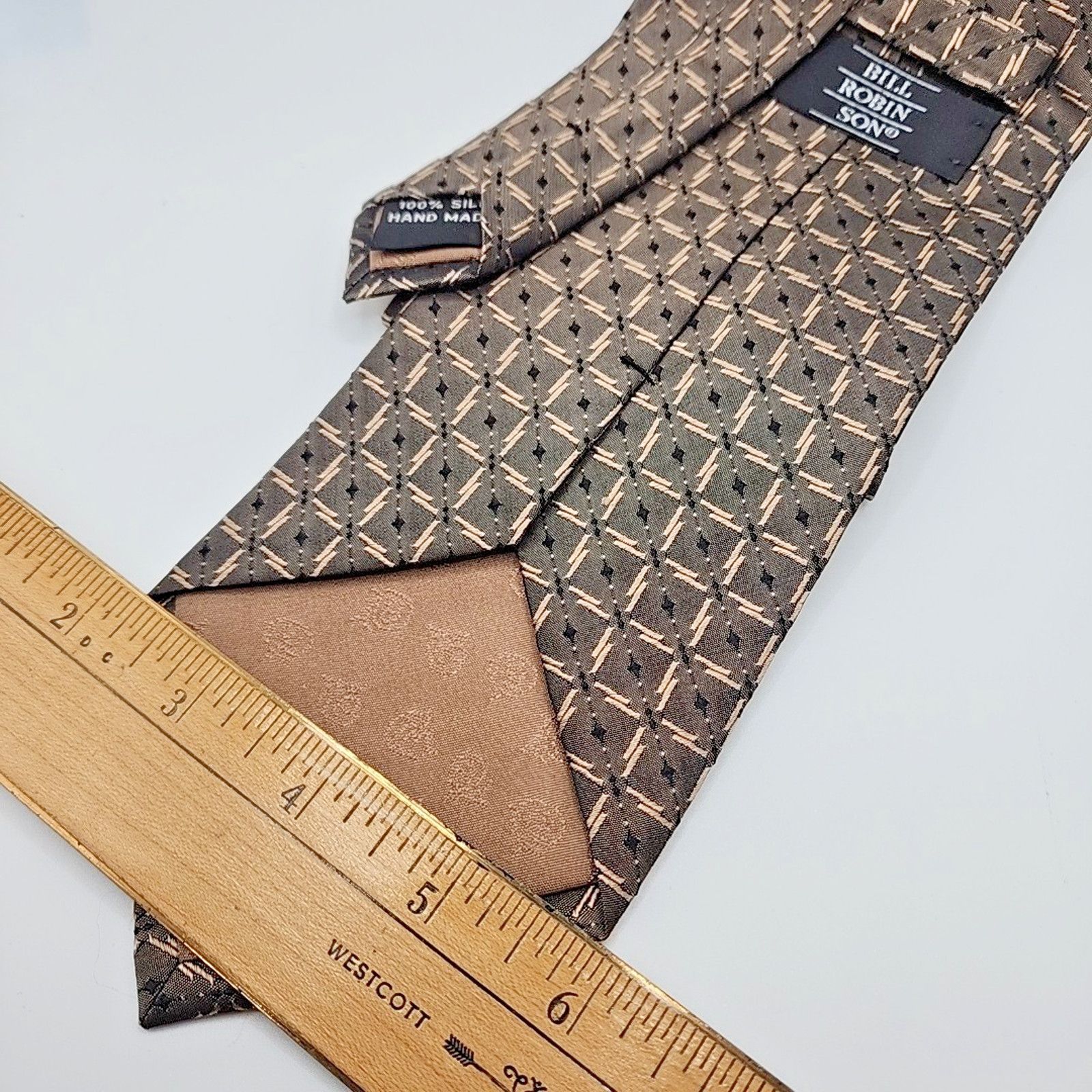 Other Bill Robinson Tan Patterned Silk Tie - Like New Size ONE SIZE - 2 Thumbnail
