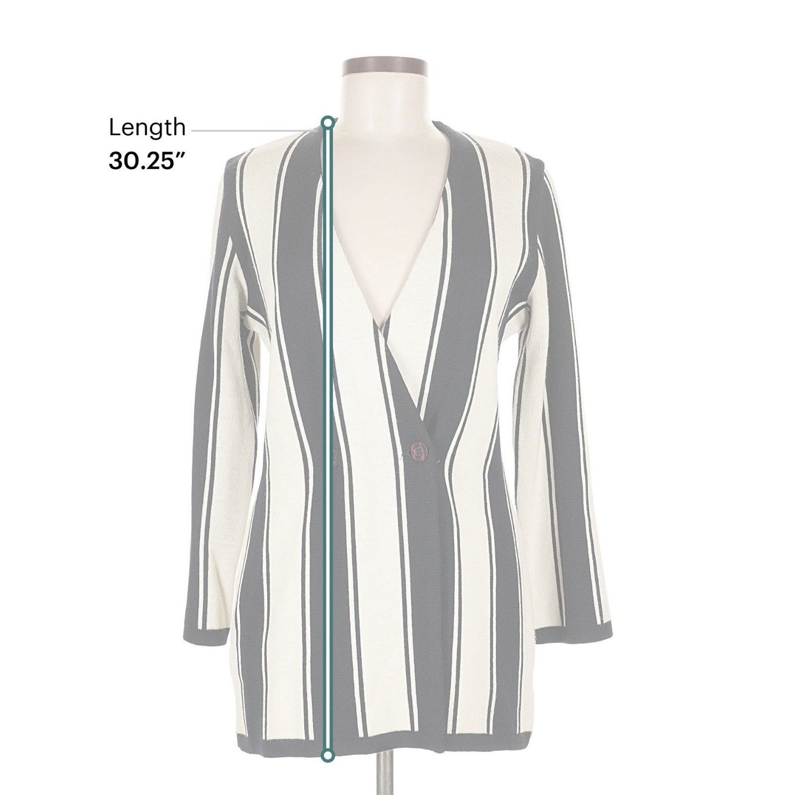 Vintage VTG Wool Blend Navy Blue White Knit Striped Blazer Jacket 40 Size M / US 6-8 / IT 42-44 - 3 Thumbnail
