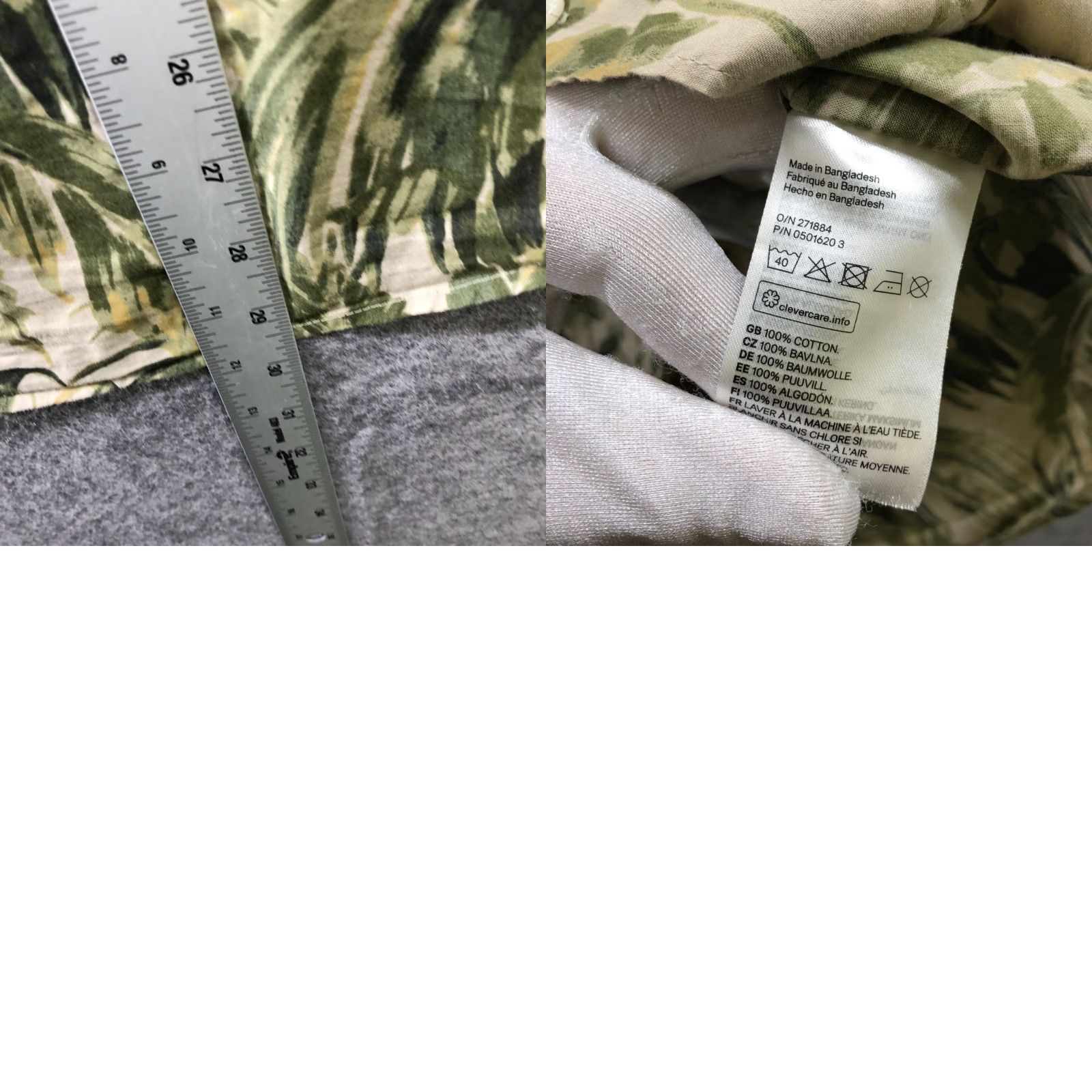 H&M H&M Hawaiian Shirt Mens S Cotton Lightweight Palm Print Short Sleeve Beige Green Shirt Size US S / EU 44-46 / 1 - 8 Thumbnail