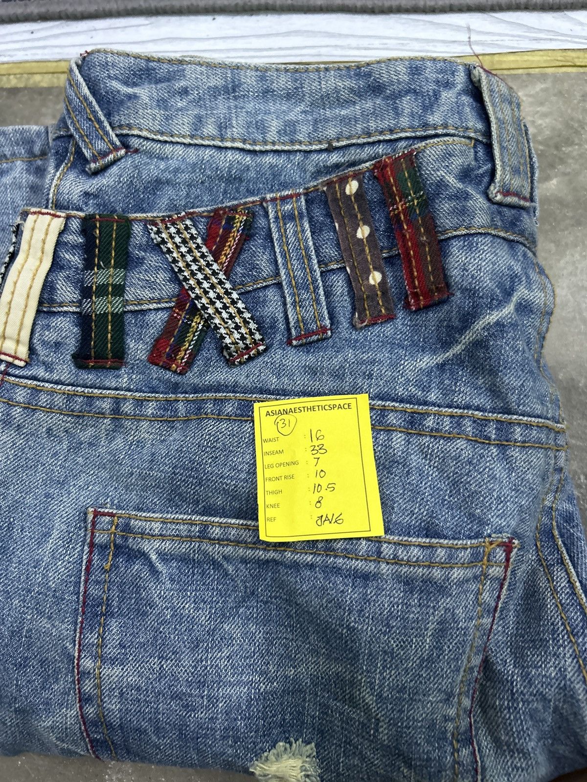 Hysteric Glamour Wave List Double Japan Waist Clawn Marks Cracked Washed Size US 31 - 19 Thumbnail