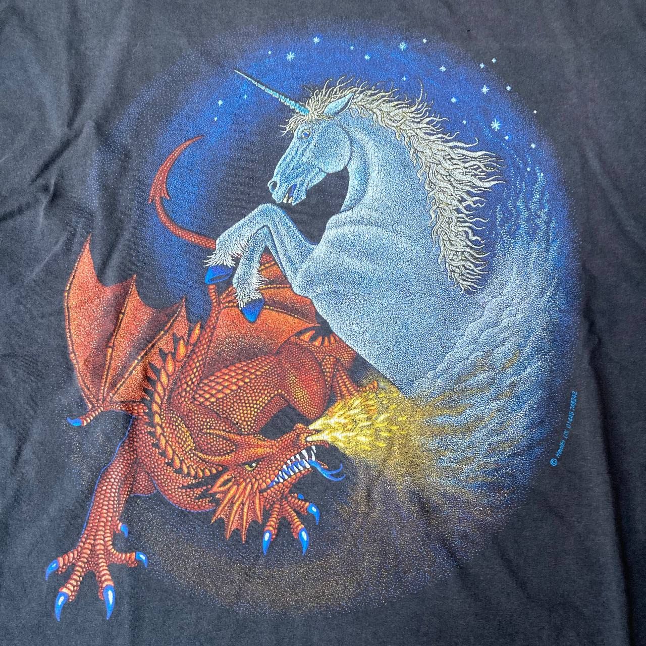 Arts & Science Vintage 90s Dragon Unicorn Hawlin Art Faded Tee Size US XL / EU 56 / 4 - 2 Thumbnail
