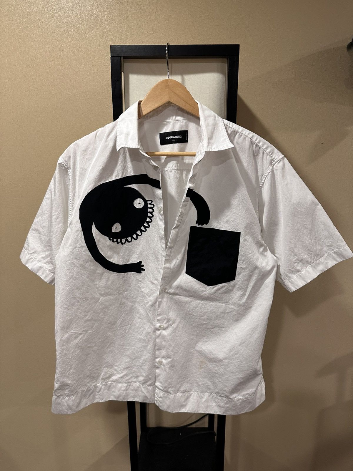 Dsquared2 Dsquared2 Monster Graphic Logo White / Black Button Up Shirt Size US L / EU 52-54 / 3 - 1 Thumbnail