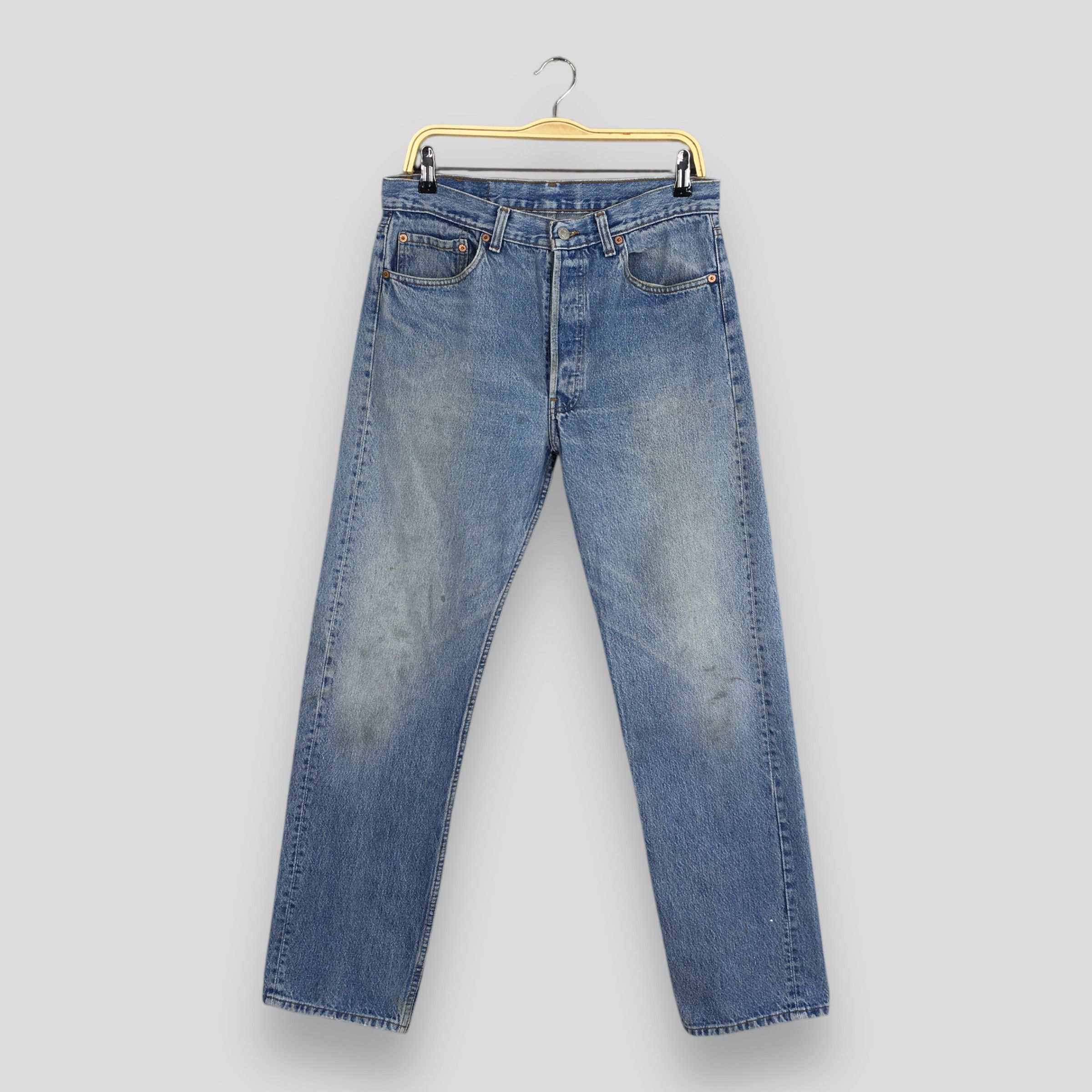 Levi's Size 31x30 Vintage 90s Levi's 501 Faded Blue Jeans S1296 Size US 31 - 1 Thumbnail