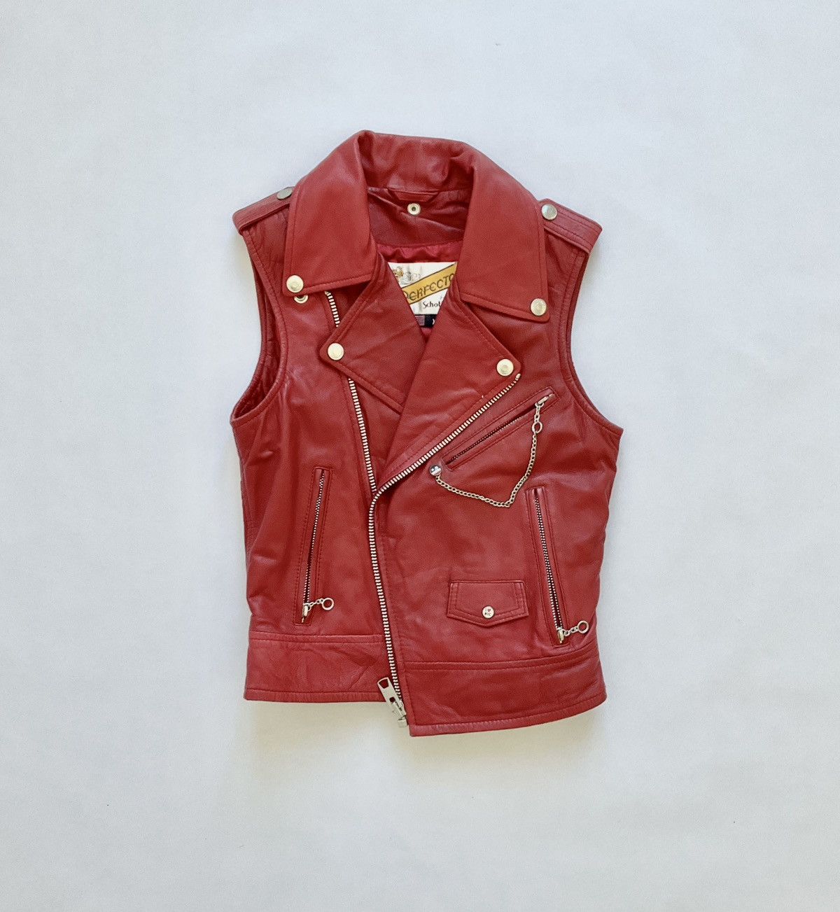 Schott Vintage Schott Perfecto Red Leather Biker jacket Size XS / US 0-2 / IT 36-38 - 2 Thumbnail