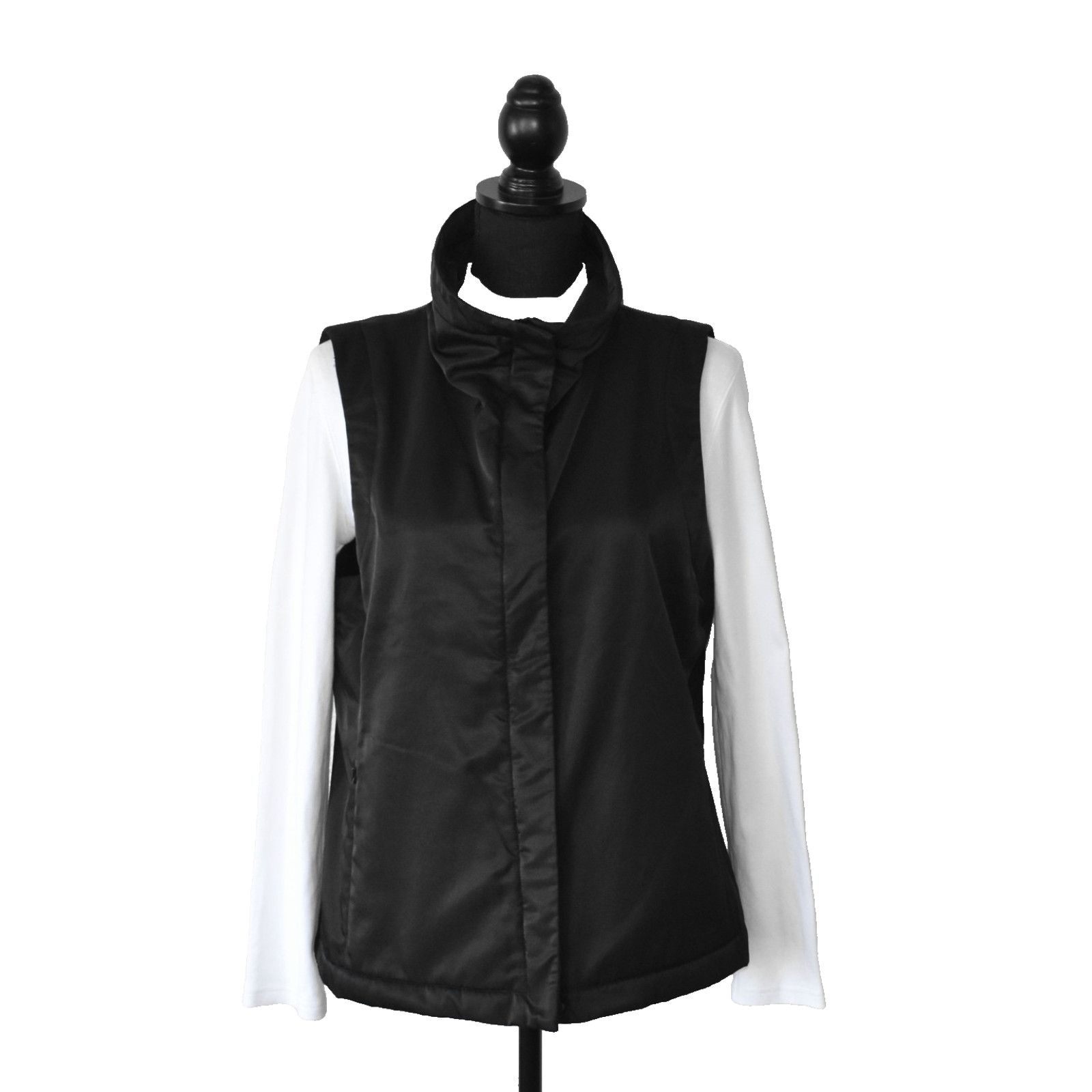 Eileen Fisher EILEEN FISHER Black Hidden Zipper Closure Jacket Vest Sz M Size M / US 6-8 / IT 42-44 - 2 Thumbnail