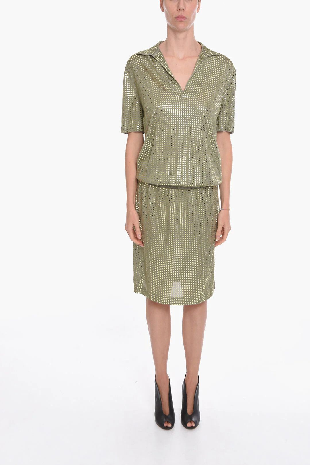 Bottega Veneta og1mm0426 Silk-Knit Midi Dress in Green Size M / US 6-8 / IT 42-44 - 1 Thumbnail
