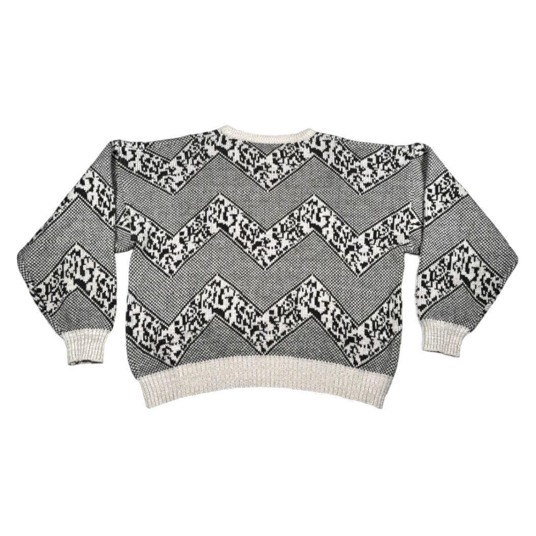 Vintage VINTAGE Giani Leone Sweater Adult 2XL Black White Acrylic Geometric Leather 80s Shirt Mens Size US XXL / EU 58 / 5 - 3 Thumbnail