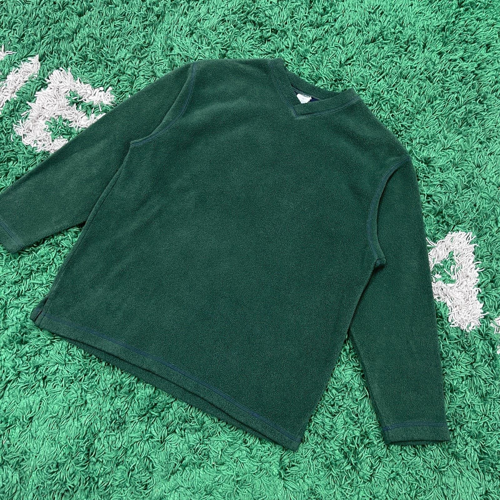Old Navy Vintage Old Navy Fleece V Neck Green Sweater Pullover Size L / US 10 / IT 46 - 2 Thumbnail