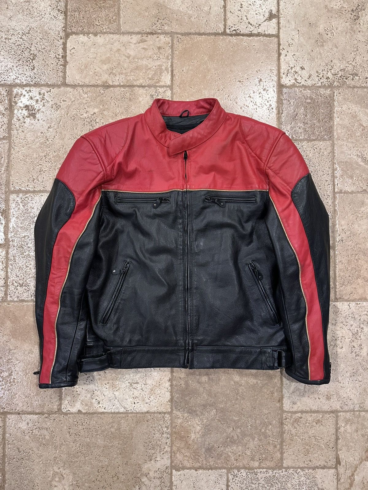 Vintage Vintage Xelement Red / Black Racer Moto Biker Leather Jacket Size US XXL / EU 58 / 5 - 20 Thumbnail