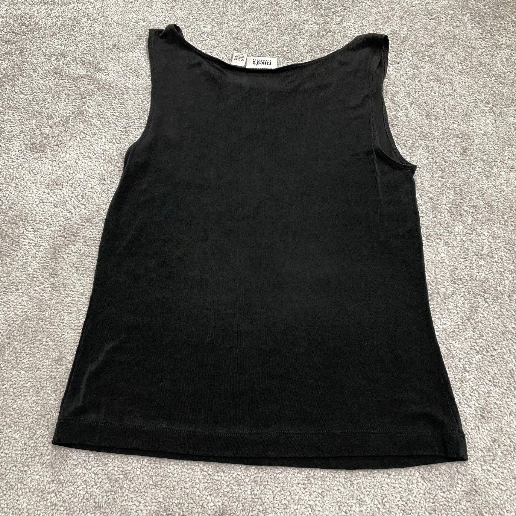 Vintage Chico's Traveler Basic Knitted Tank Top Womens 1 Black Round Neck Stretch Casual Shirt Sleeveless Strappy Logo Regular Size M / US 6-8 / IT 42-44 - 2 Thumbnail