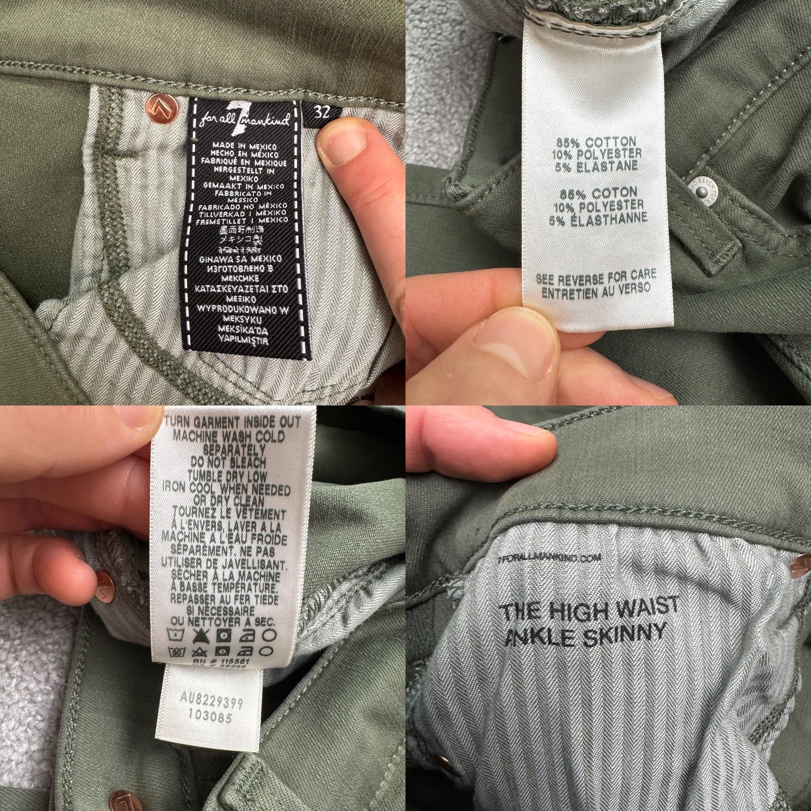 7 For All Mankind 7 for all mankind stretch high rise ankle denim jeans women 32 green Size 24" / US 00 / IT 34 - 8 Thumbnail