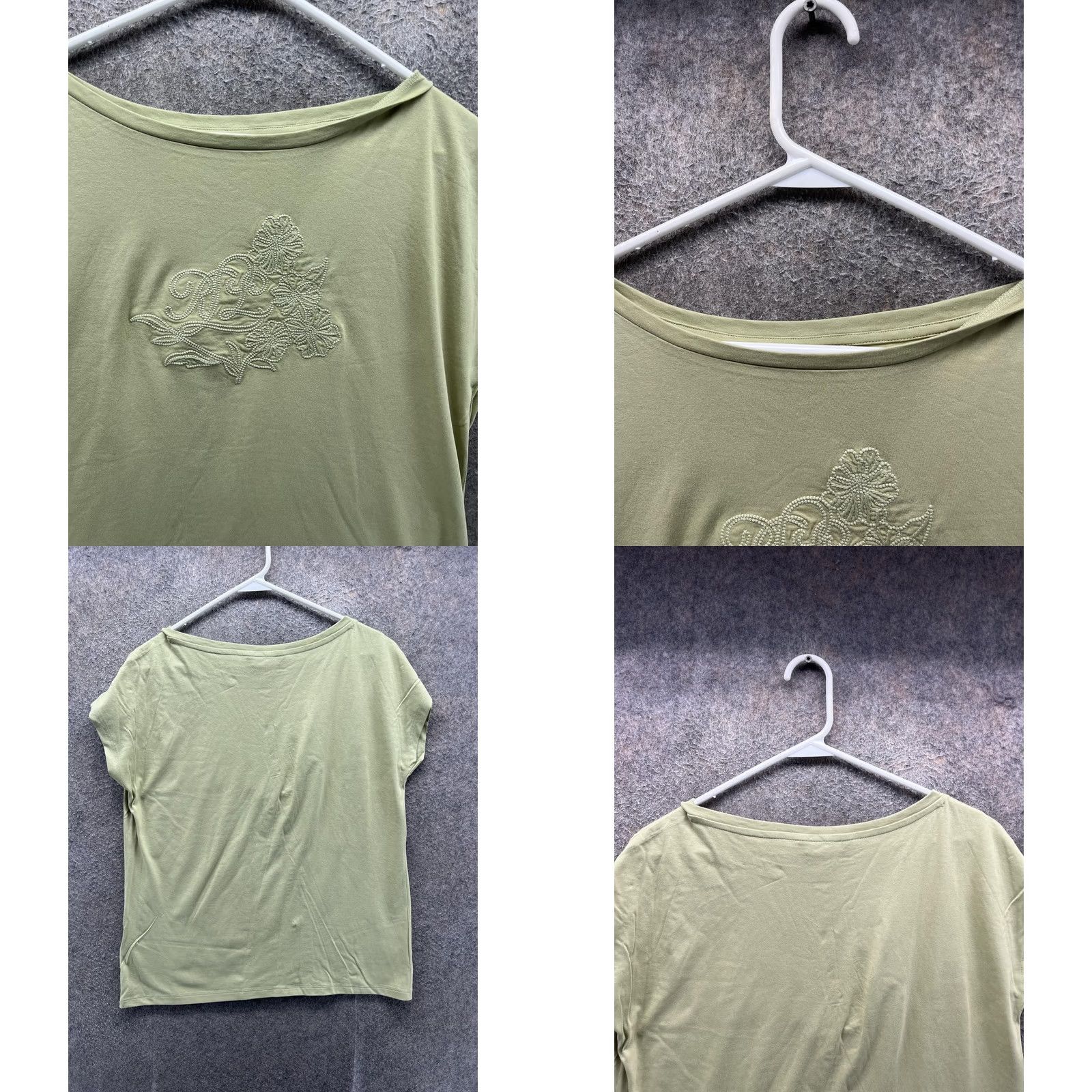 Ralph Lauren Lauren Ralph Lauren Shirt Womens Large Green Scoop Dolman Embroidered Jersey Size L / US 10 / IT 46 - 8 Thumbnail