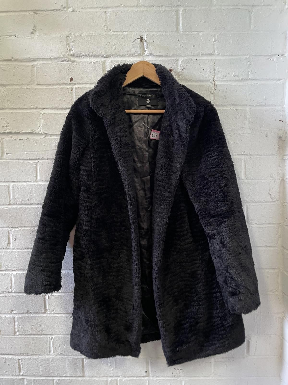 Unknown London Black Faux Fur Women's Coat Size M / US 6-8 / IT 42-44 - 1 Thumbnail