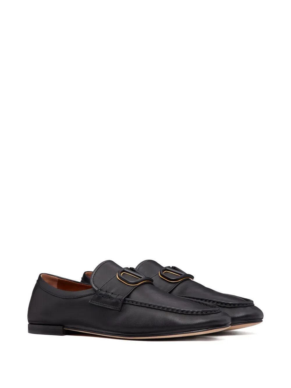 Valentino o1y0525 Logo Leather Loafers in Black Size US 7 / EU 40 - 2 Thumbnail