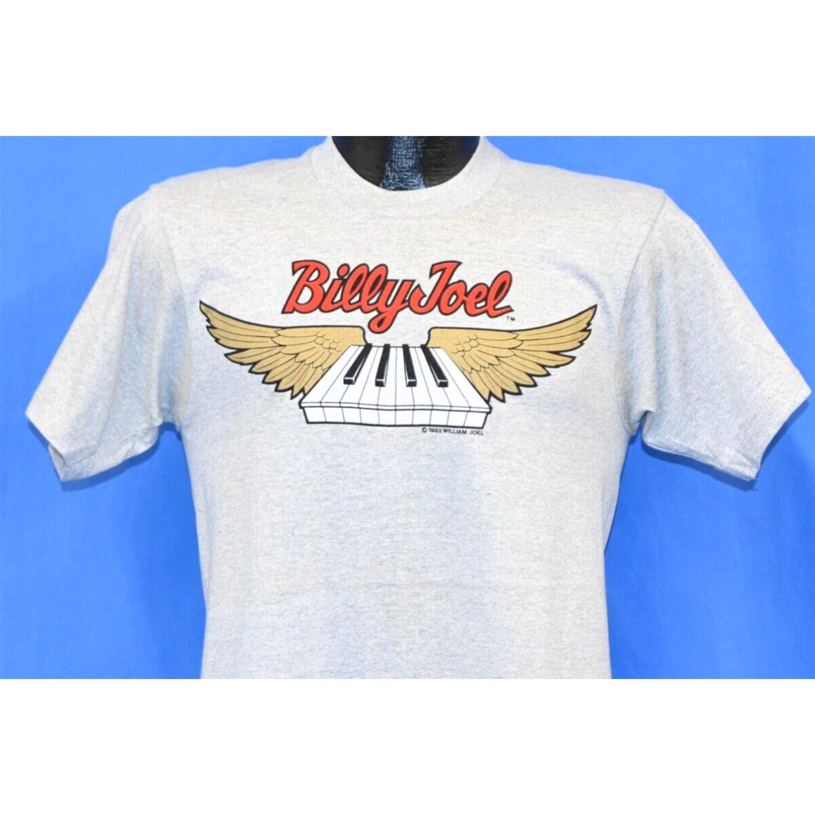 image of Screen Stars Vintage 80's Billy Joel An Innocent Man Tour 1984 Piano Keyboard T-Shirt Small S in Wh