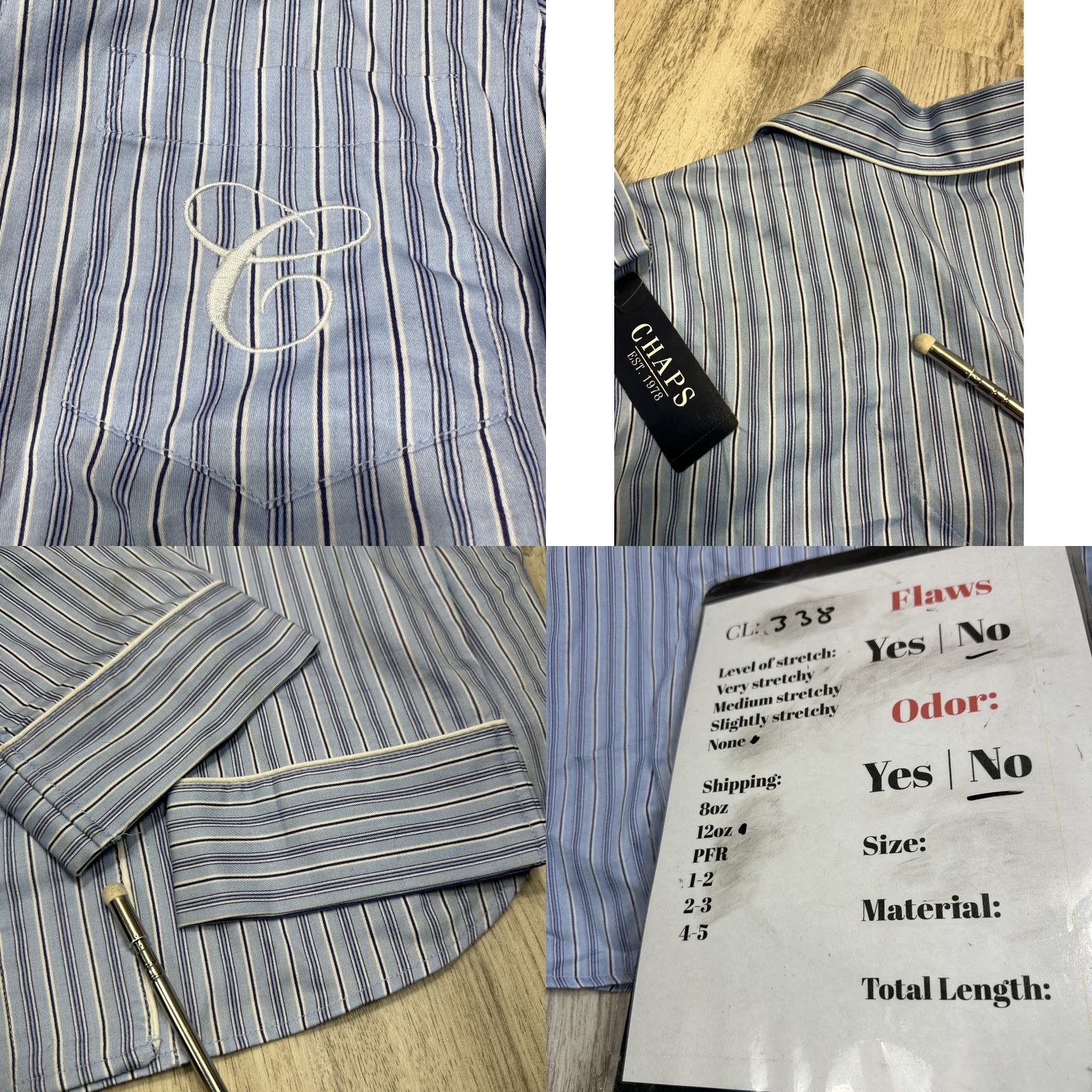 Chaps Chaps Women’s Pajama Top Blue Stripe Cotton Long Sleeve XL New Shirt Size XL / US 12-14 / IT 48-50 - 8 Thumbnail