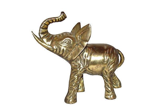 Designer Lucky Brass Elephant Statue Size ONE SIZE - 1 Thumbnail