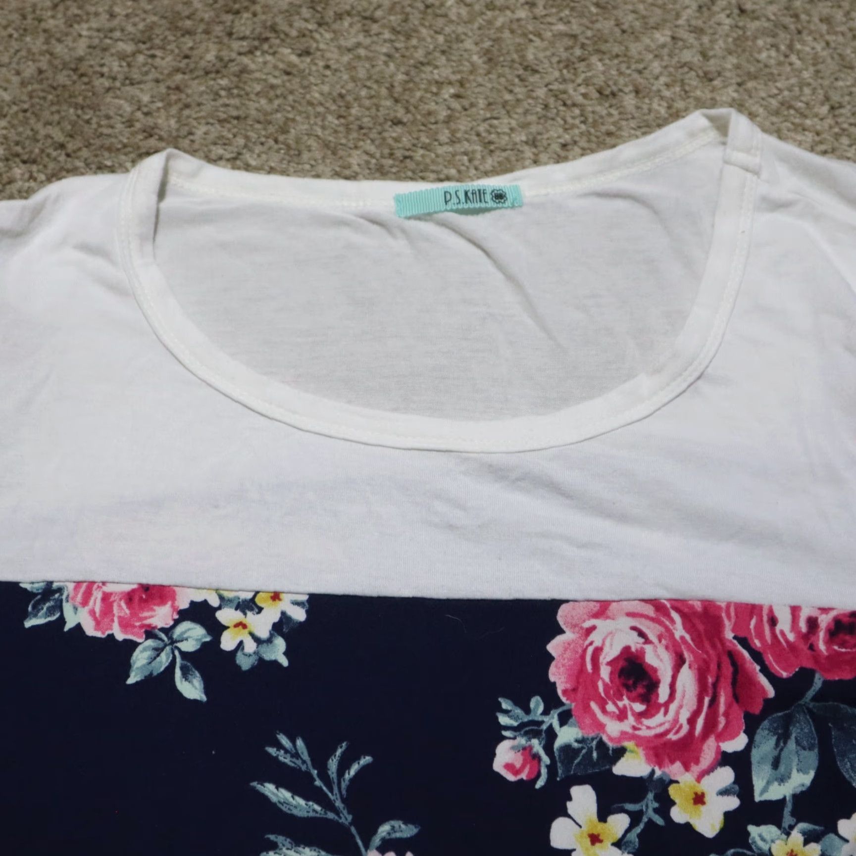 Pinko P.S Kate Shirt Womens Adult Medium Floral Lace Multicolor Pink Blue 90s Flower Short Sleeve Size M / US 6-8 / IT 42-44 - 2 Thumbnail