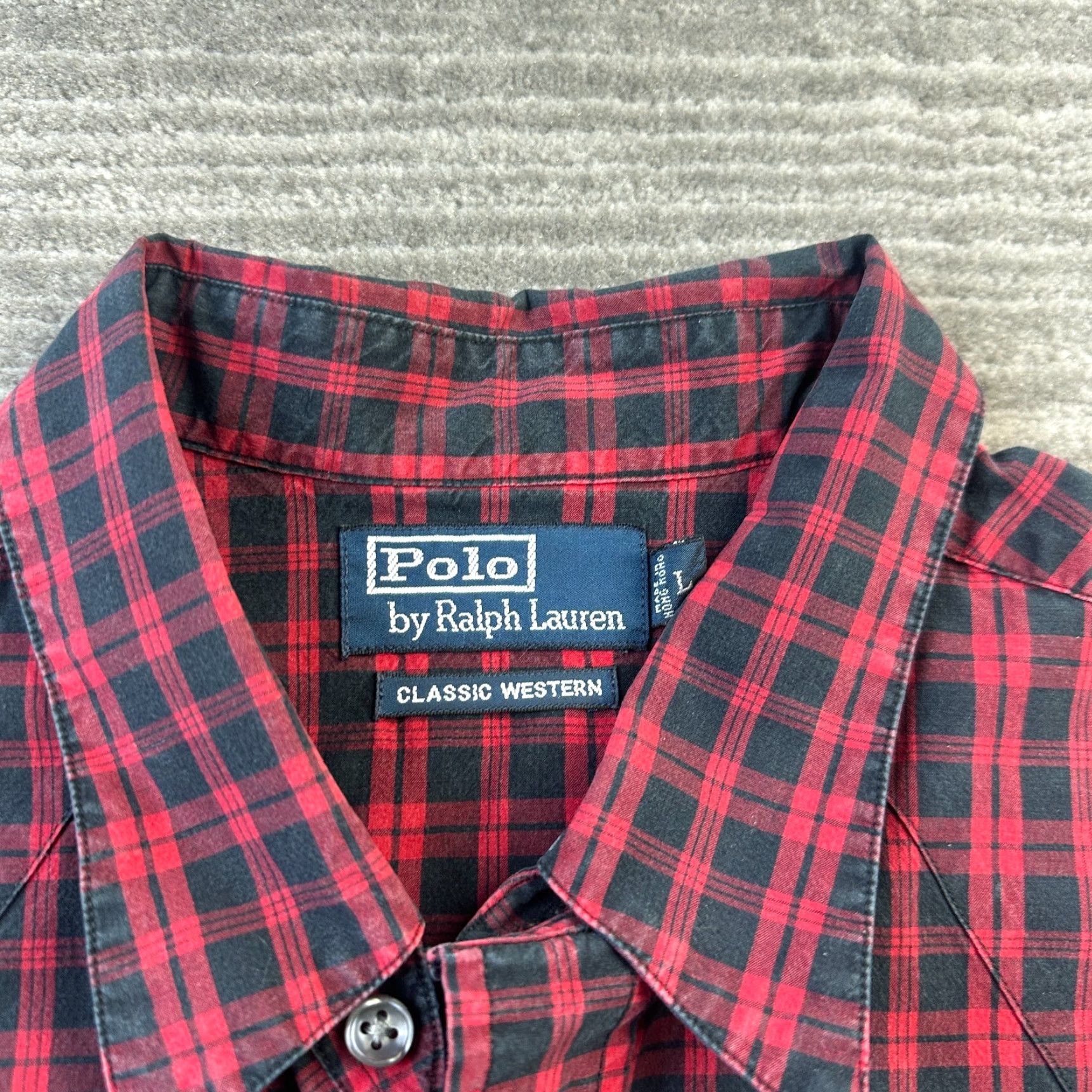 Polo Ralph Lauren VINTAGE Polo Ralph Lauren Shirt Mens Large Red Plaid Western Pearl Snap Button Up Size US L / EU 52-54 / 3 - 5 Thumbnail