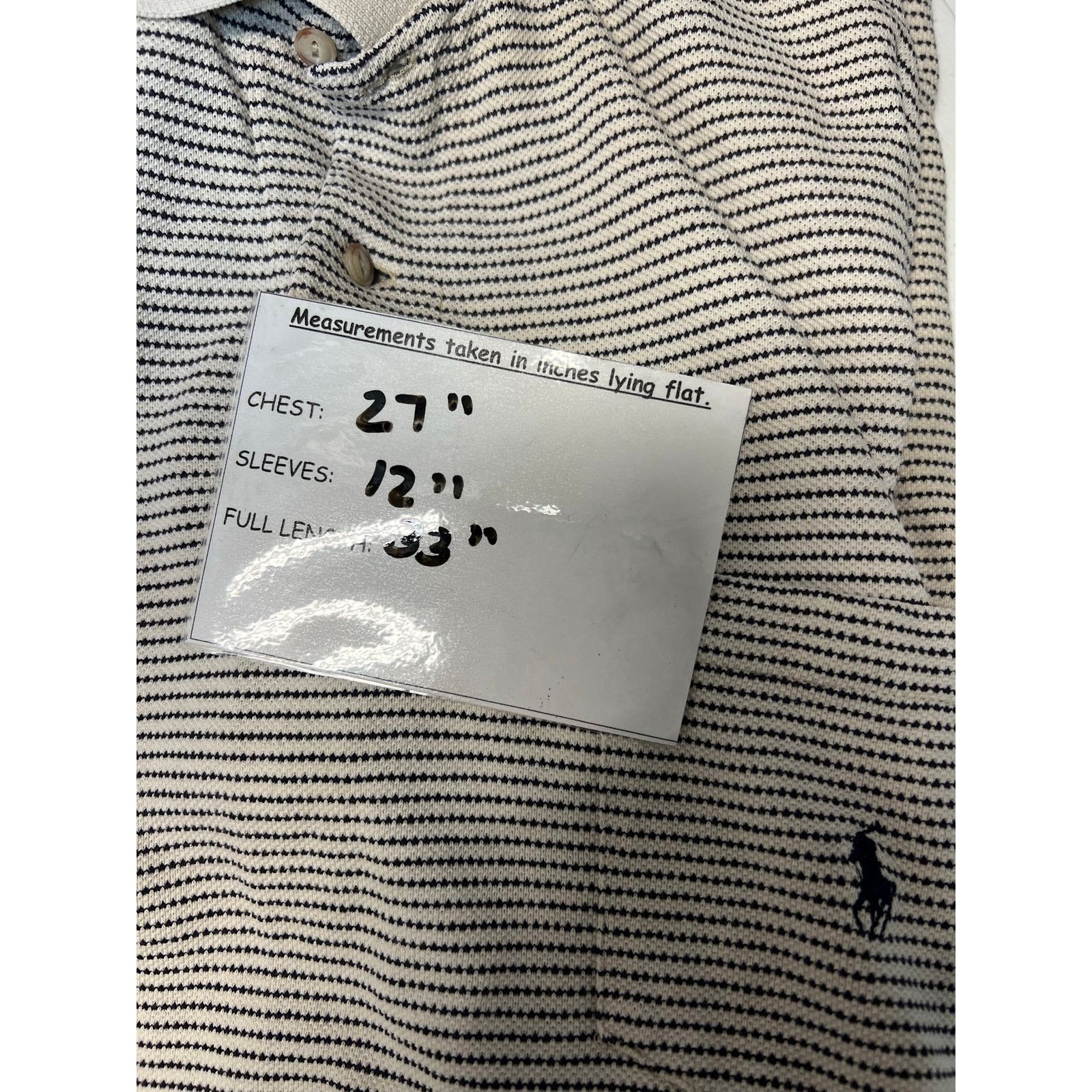 Polo Ralph Lauren Polo Ralph Lauren Vintage Striped Polo Shirt Black Cream XL Size US XL / EU 56 / 4 - 7 Thumbnail