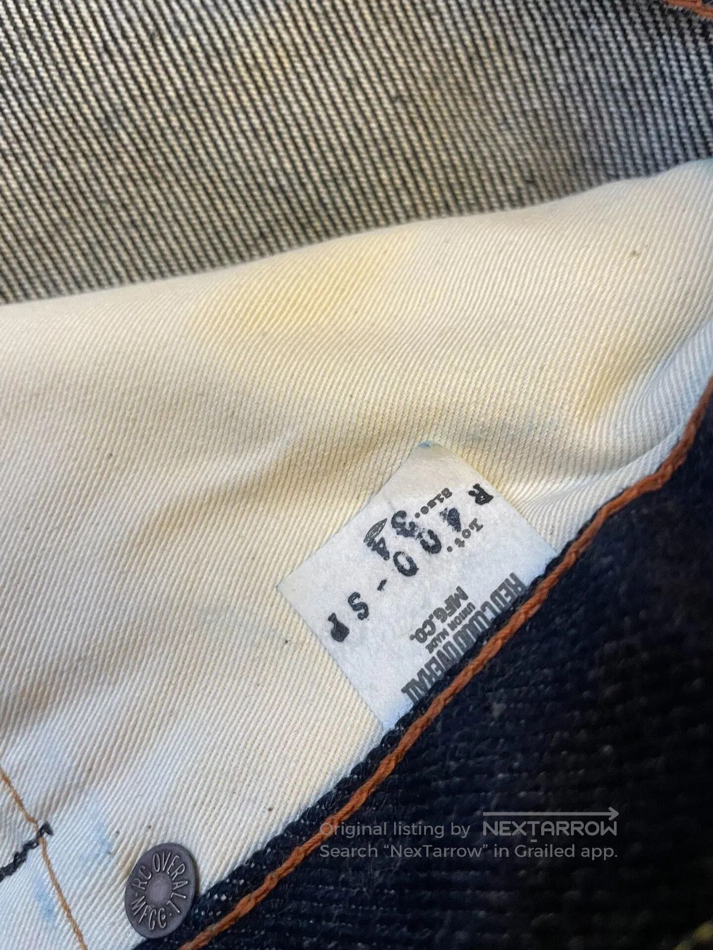 Red Clouds Collective Red Cloud 25oz Selvedge Raw Denim Jeans. Size US 34 / EU 50 - 3 Thumbnail