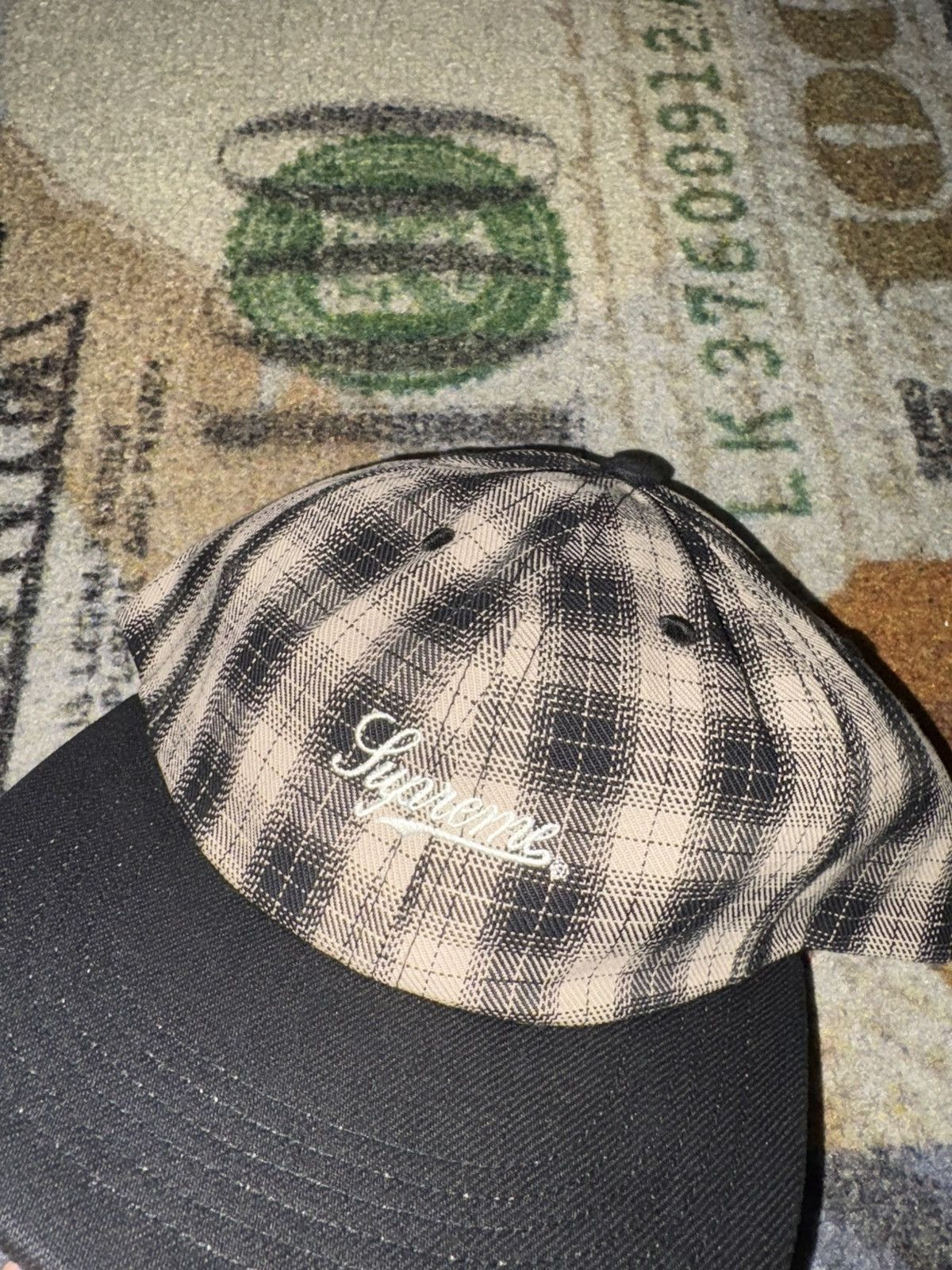 Supreme Supreme Script Logo 6-Panel Hat Plaid Size ONE SIZE - 2 Thumbnail