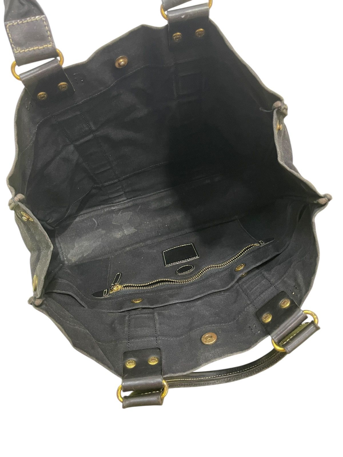Genuine Leather Leather Cotton Duck Kinoshohampu Japan Faded Tote Bag 1🟩6 Size ONE SIZE - 19 Thumbnail