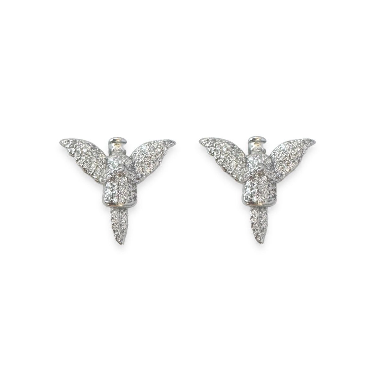 Other CZ Angel Wings Stud Earrings for Men Women Unisex Style Size ONE SIZE - 1 Thumbnail