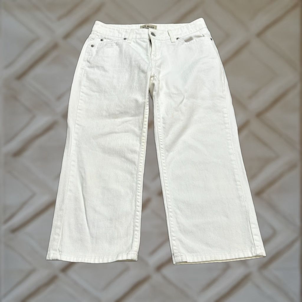 Vintage LL. Bean Favorite Fit Cropped Denim Jeans Womens 6Reg White Straight Leg 30x20 Size 28" / US 6 / IT 42 - 1 Thumbnail
