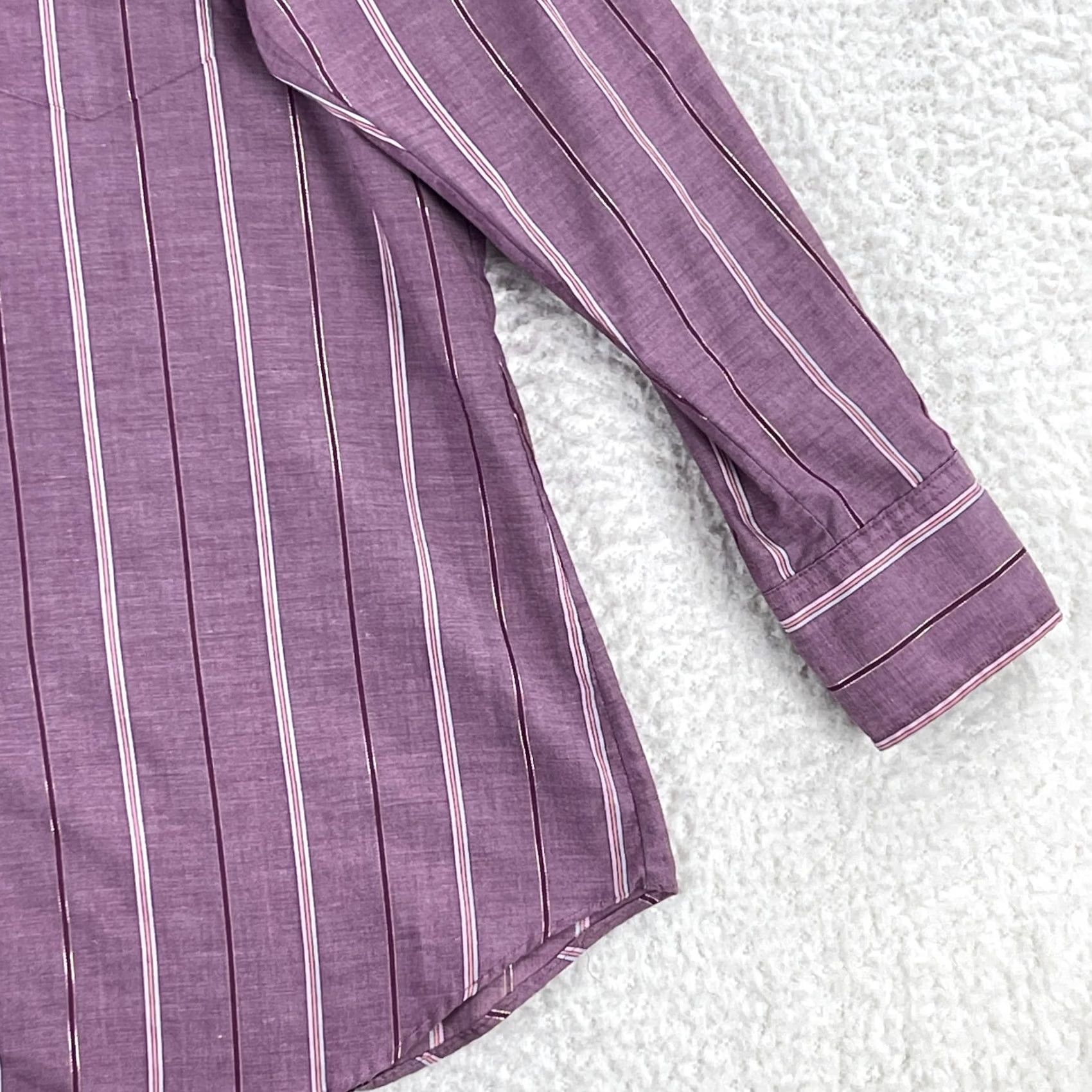 Vintage Prior Purple Stripe Pearl Snap Button Shirt Mens Long Sleeve Made in USA Size XL Size US XL / EU 56 / 4 - 4 Thumbnail