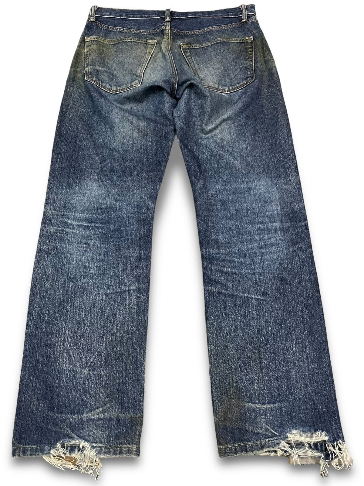 Japanese Brand × Uniqlo Vintage Uniqlo Blue Wash Distressed Loose Style Jeans 34x30 Size US 34 / EU 50 - 2 Thumbnail