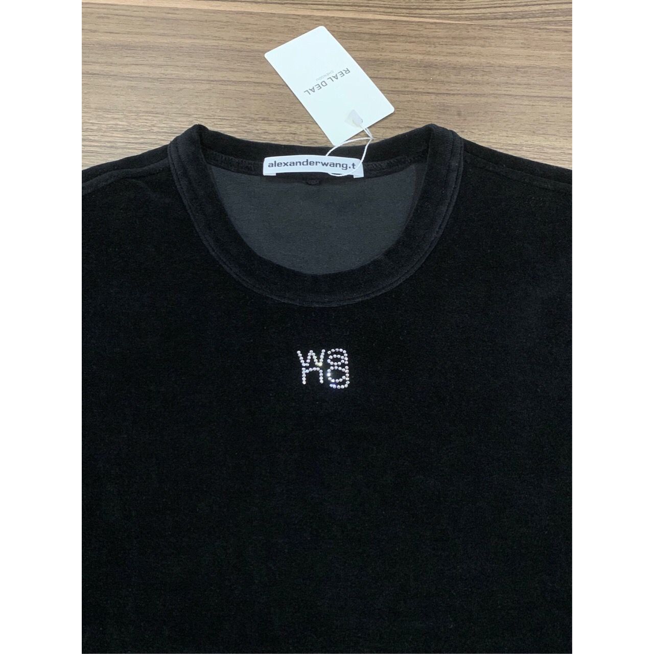 Alexander Wang Alexander Wang.T Black Velvet Long-Sleeve Logo Embroidered S Size M / US 6-8 / IT 42-44 - 3 Thumbnail