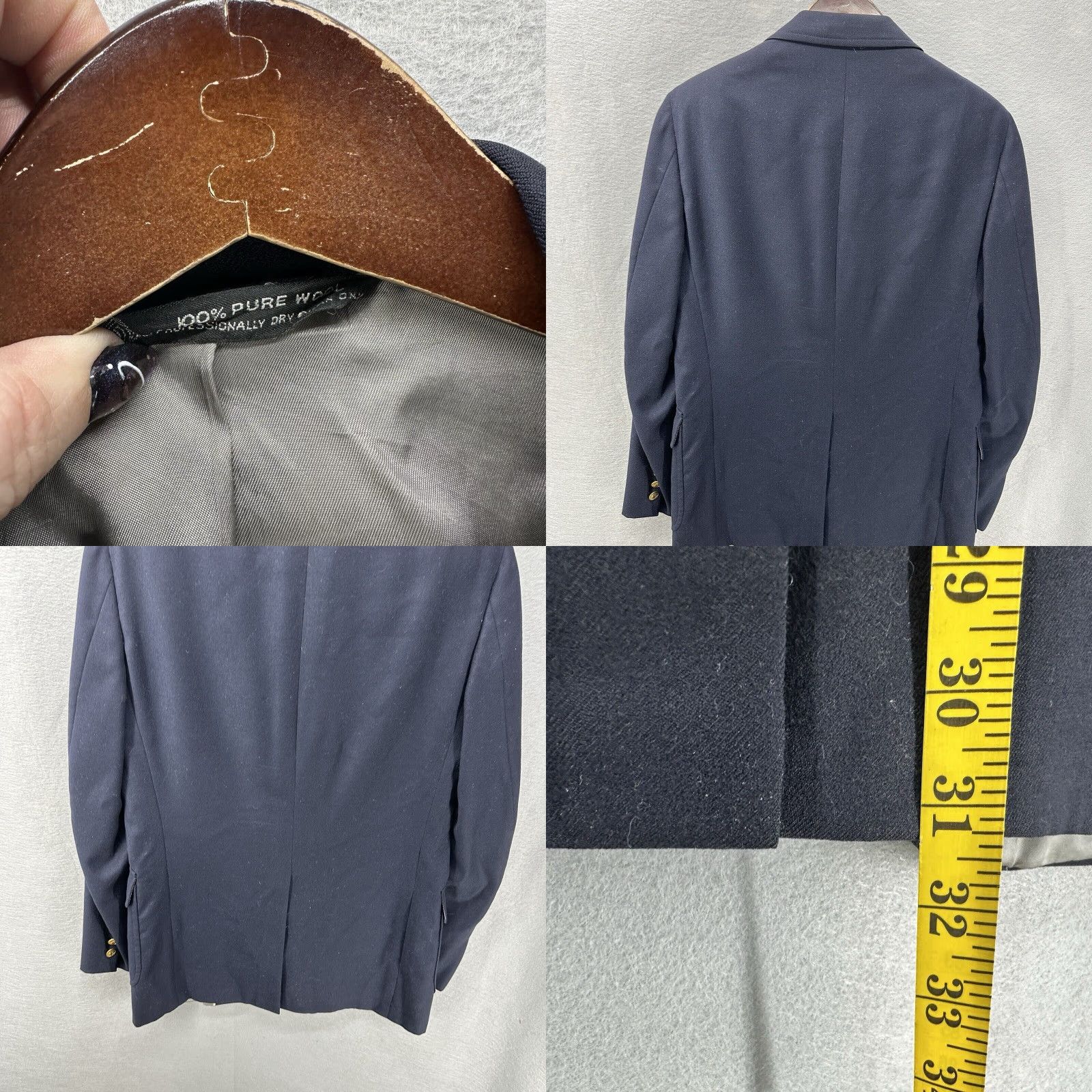 Lands' End VINTAGE Lands' End Wool Blazer Mens M Blue Solid Preppy Single-Breasted Regular Fit Size 40R - 8 Thumbnail