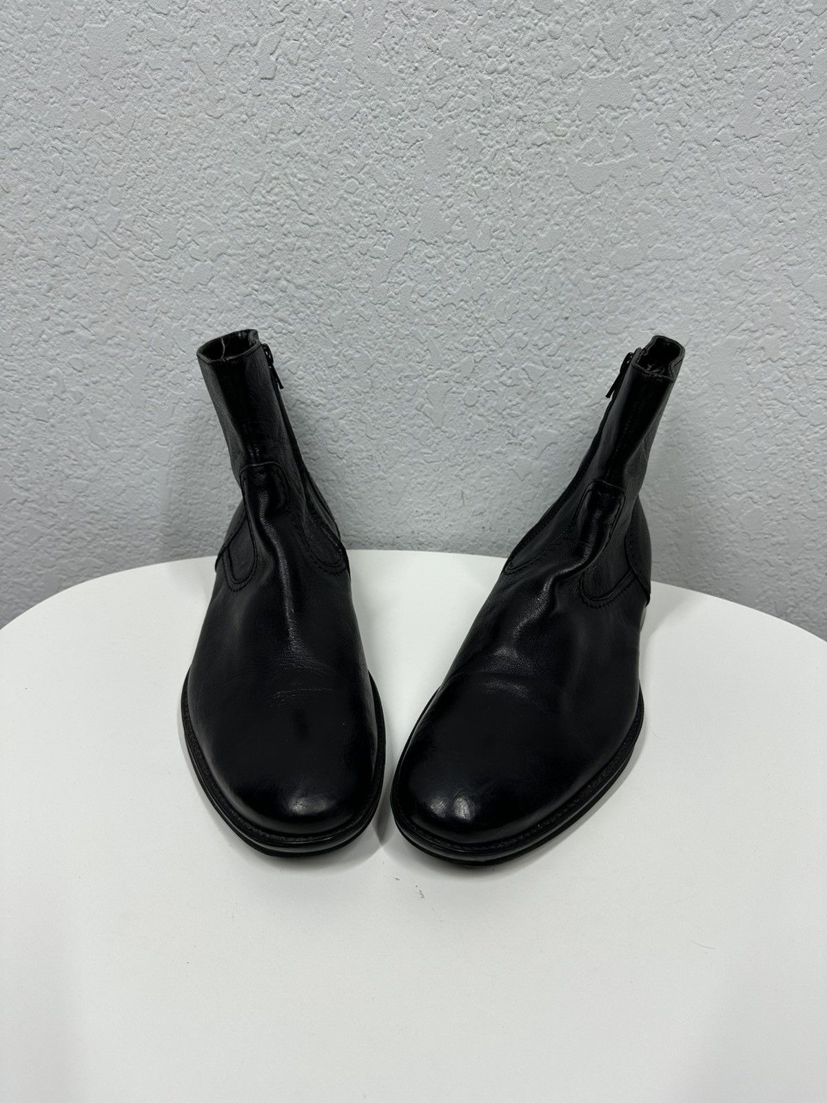 If Six Was Nine AS 98 Vibe Artisan Black Leather Side Zip Ankle Biker Boots Size US 11.5 / EU 44-45 - 3 Thumbnail