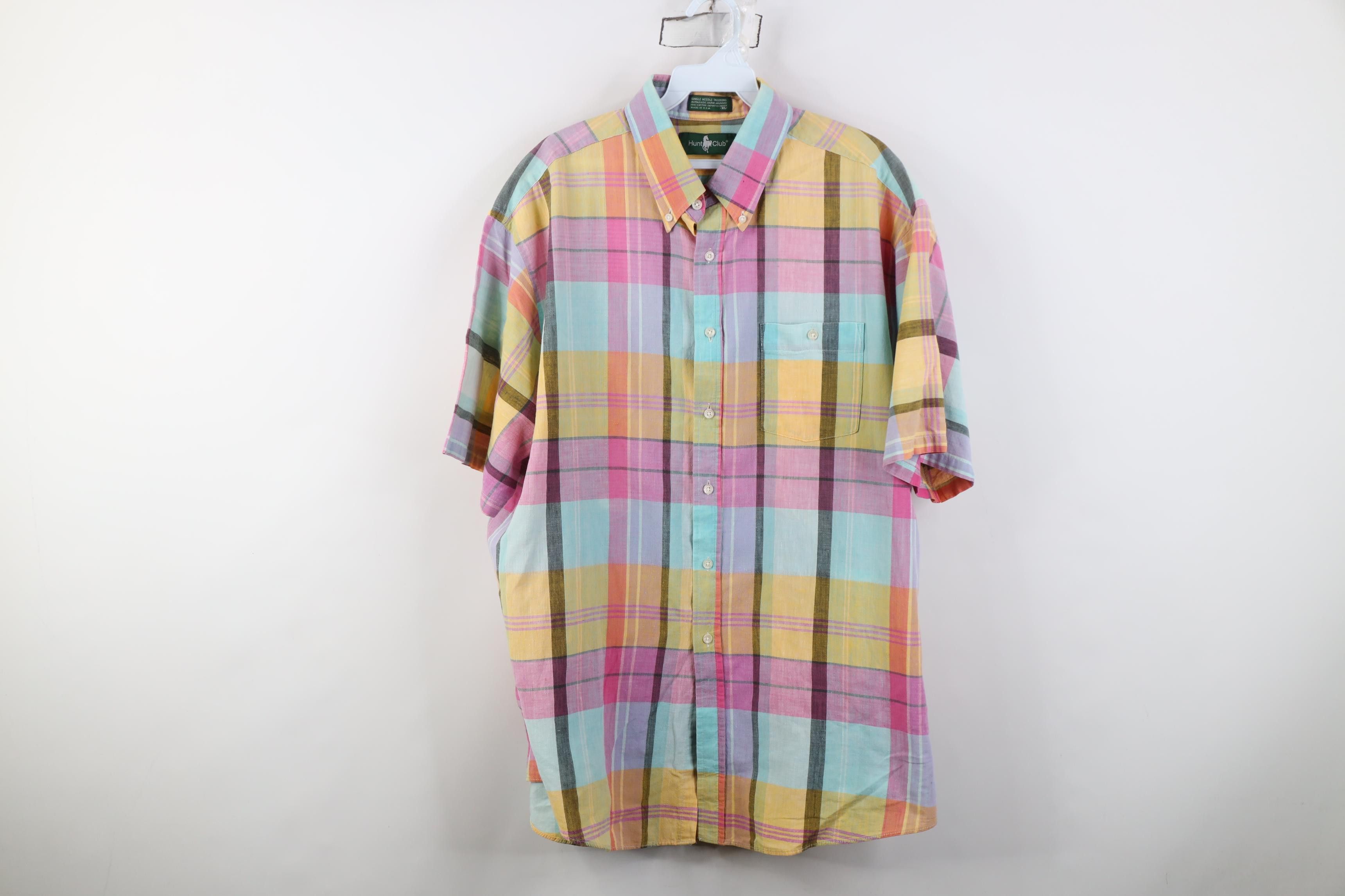 Vintage Vintage 90s Tailoring Madras Plaid Button Down Shirt USA Size US XL / EU 56 / 4 - 1 Thumbnail