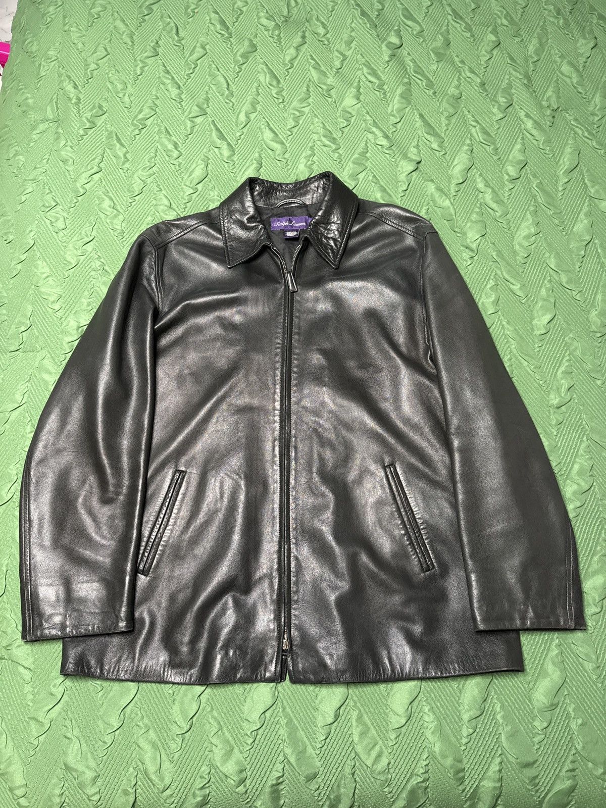 Ralph Lauren Purple Label Black ralph lauren purple label lambskin leather jacket Size US L / EU 52-54 / 3 - 8 Thumbnail
